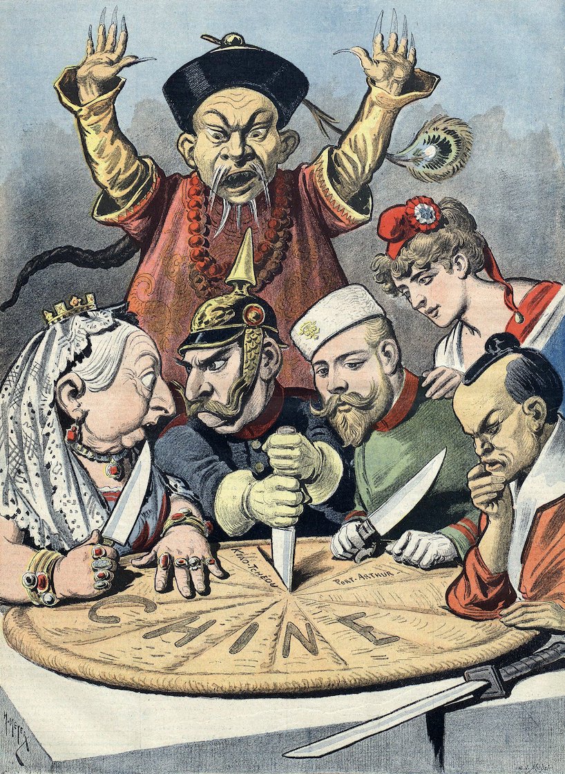 Les puissances occidentales se partagent le gâteau chinois Caricature française de la fin du XIXème siècle